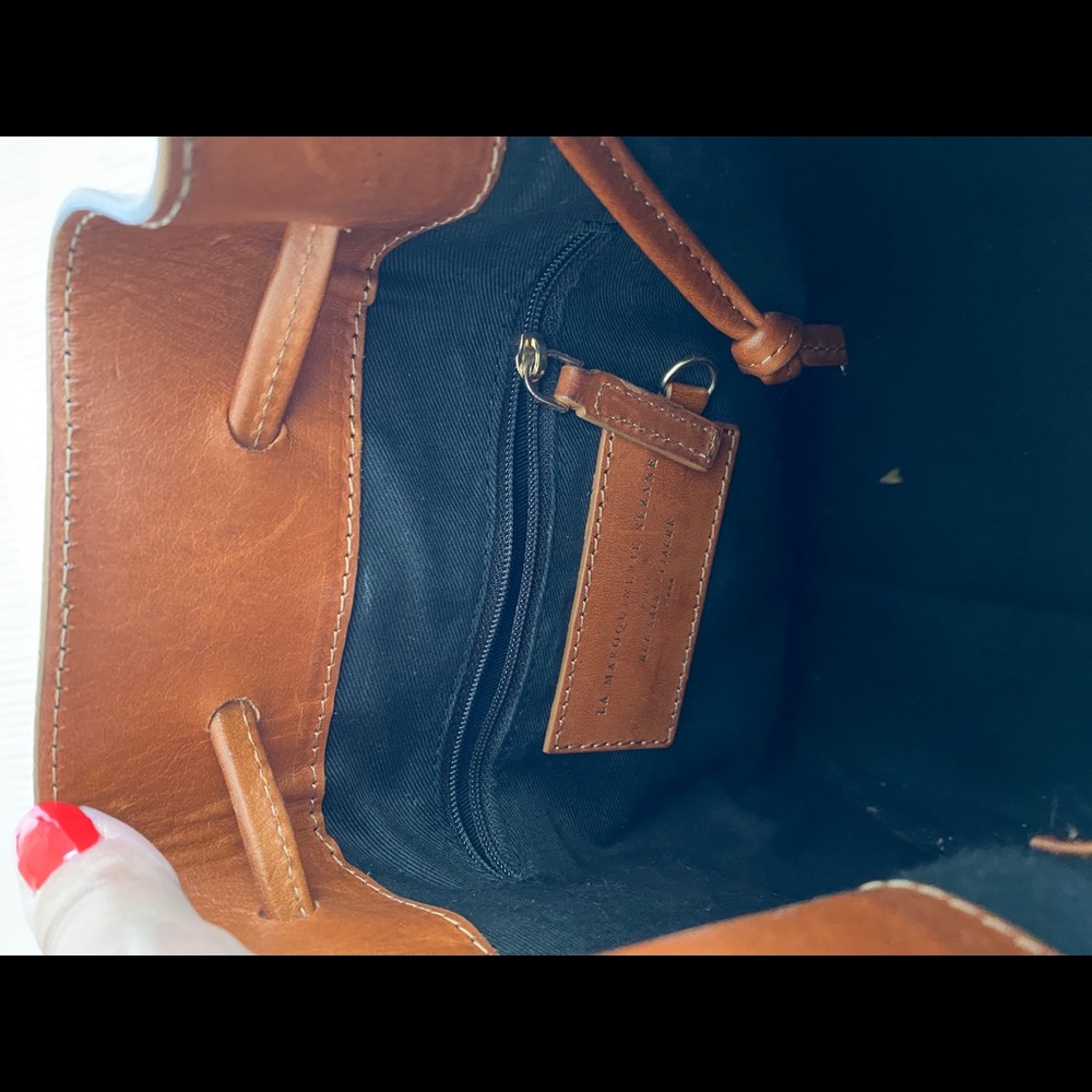 Sezane Brown Leather Bucket Bag - Picture 3 of 5